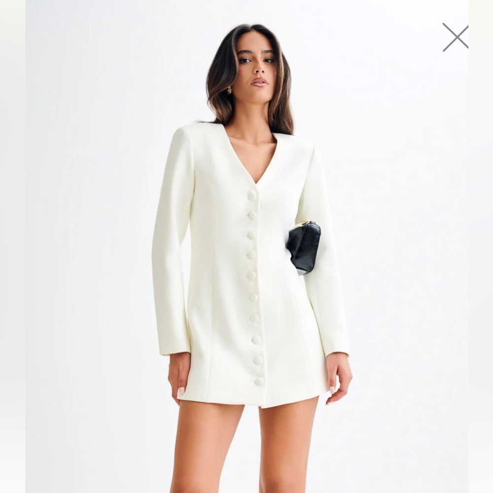 Meshki long sleeve blazer mini dress - ivory